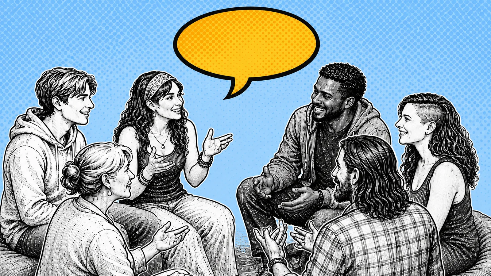 Mehrere Menschen sprechen gemeinsam